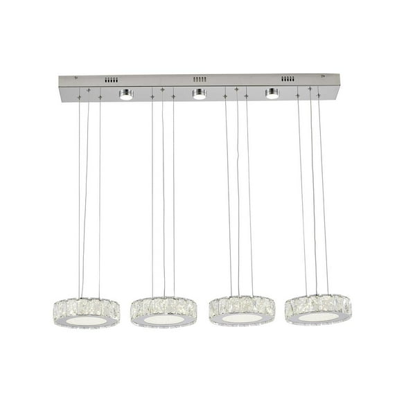 Bethel International LED Island Lighting Chrome Metal & Crystal