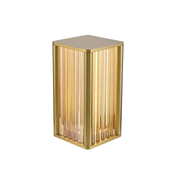 Design Living LED Table Lamp, Satin Brass, 9.4" x 9.4" x 18"