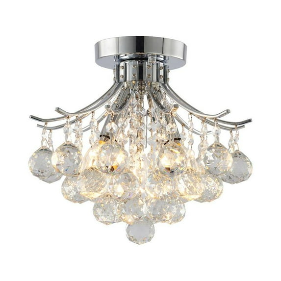 Bethel International Semi Flush Mount Chrome Metal & Crystal
