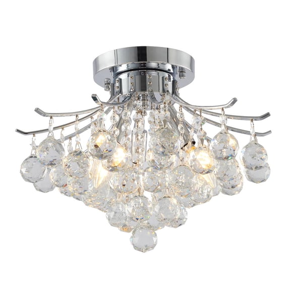 Bethel International Semi Flush Mount Chrome Metal & Crystal