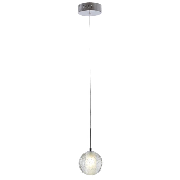 Bethel International Single Pendant Lighting  Chrome Metal & Crystal