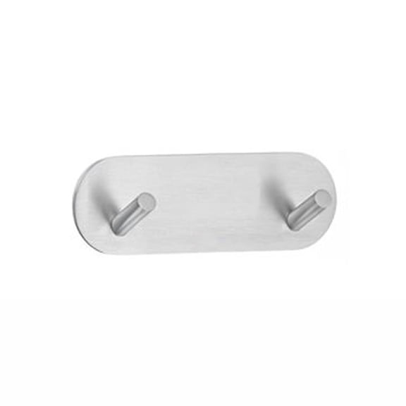 Design Mini Double Hook - Brushed Stainless Steel Self-Adhesive