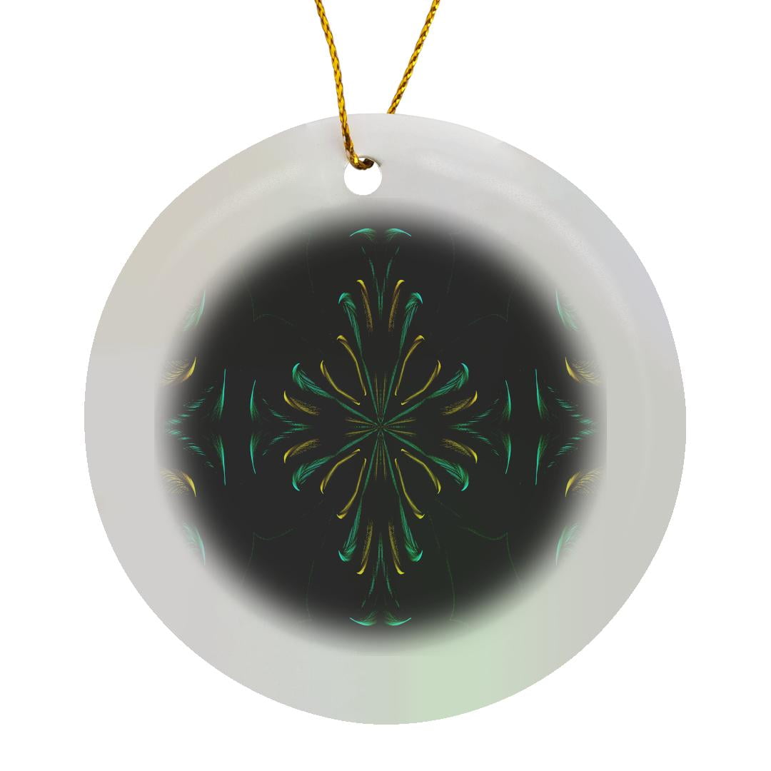 3drose, Design of Emerald and Gold Cross Pinwheel, Circle Porcelain ...