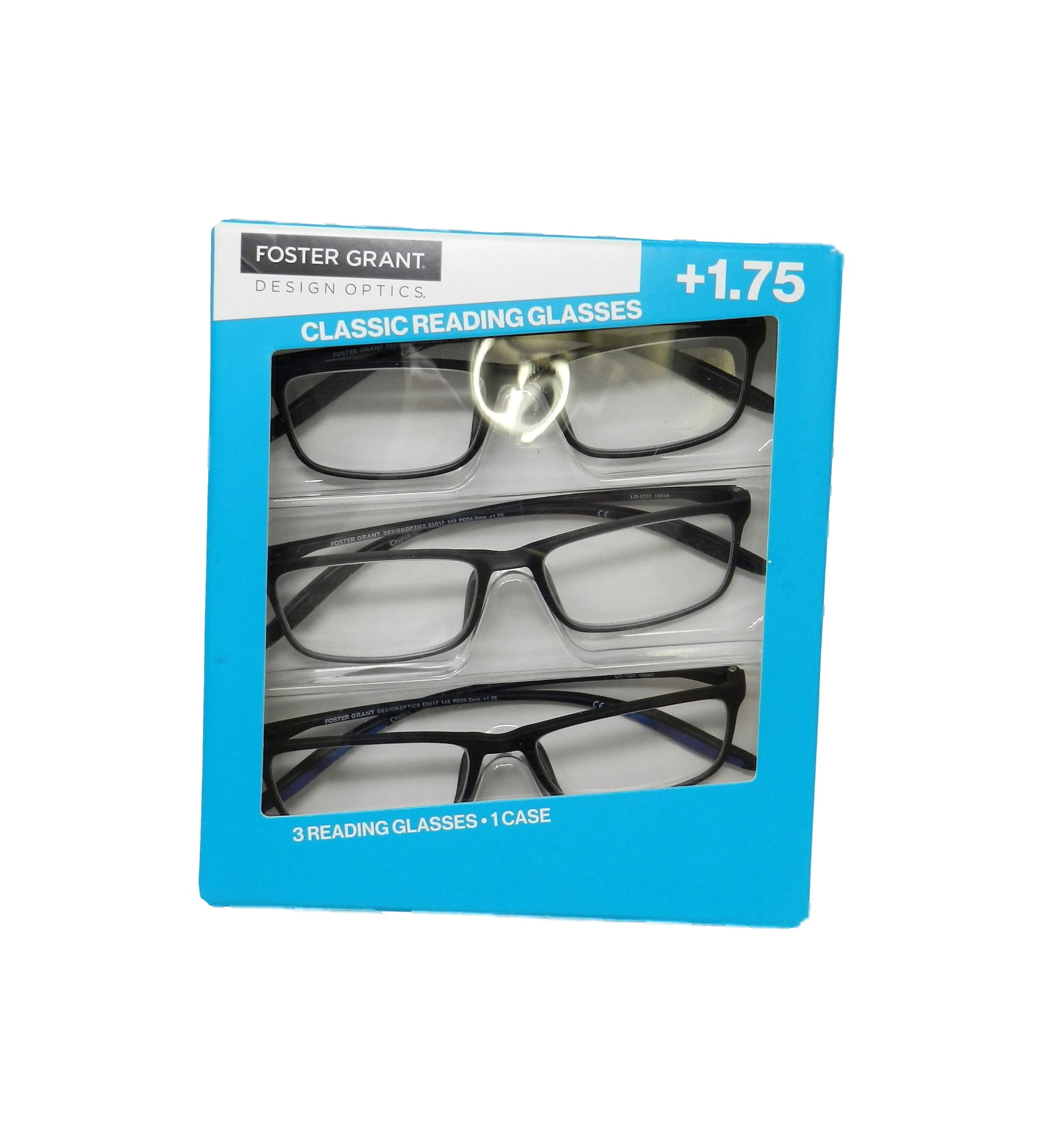 Design Optic By Foster Grant Classic Reading Glasses +1.75, 3 Ct
