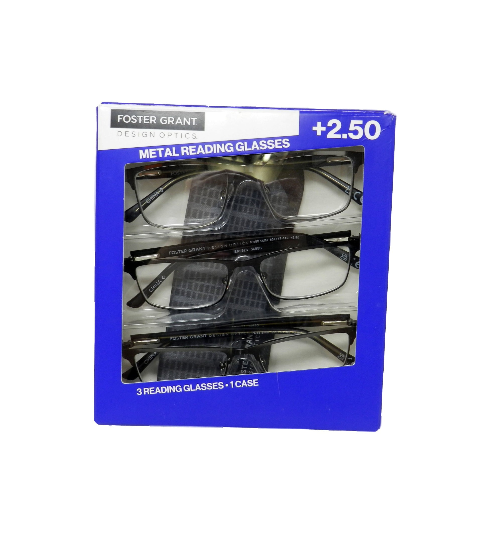 Design Optics By Foster Grant Metal+2.50 Reading Glasses 3 Count