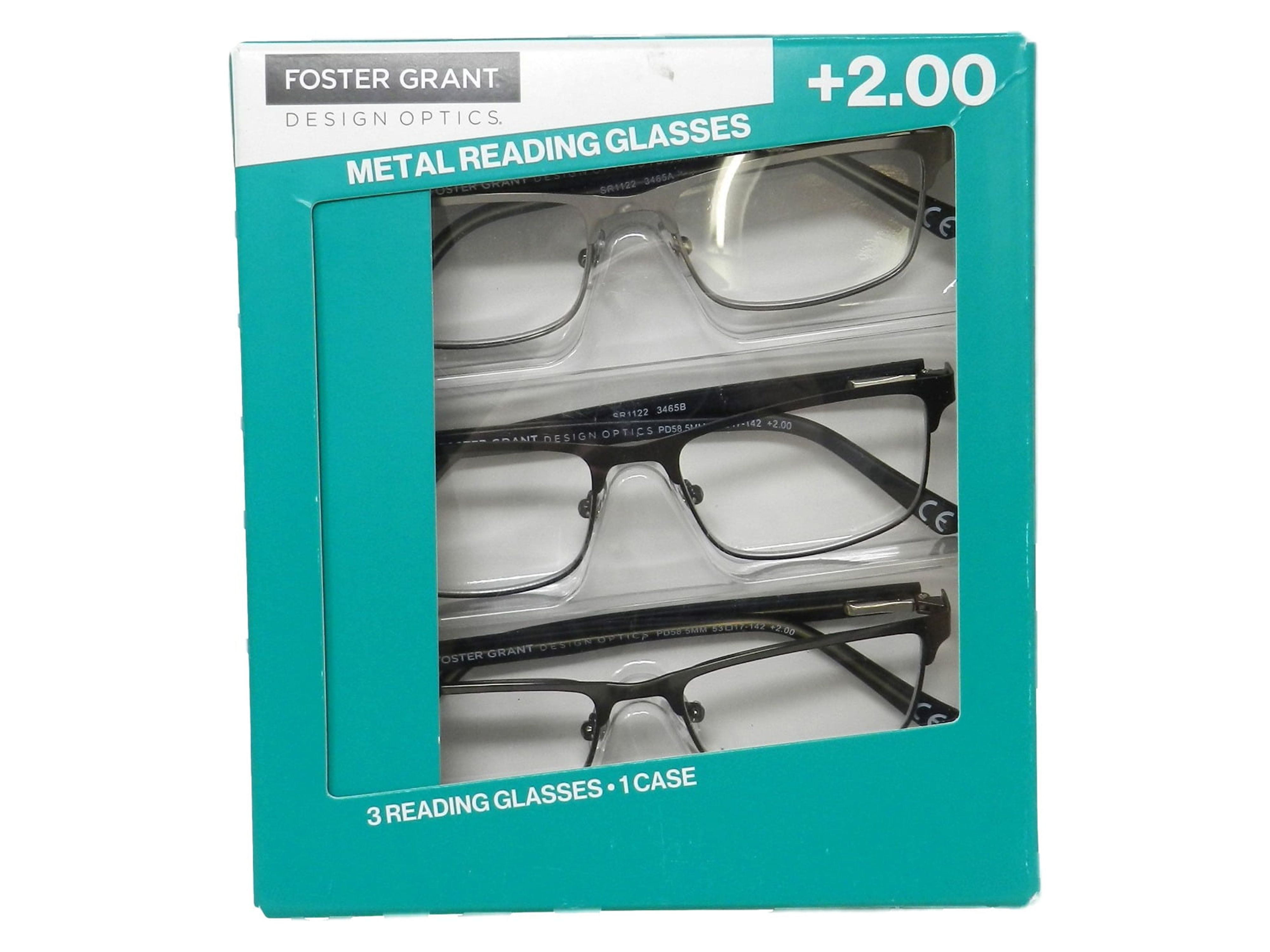 Design Optics Foster Grant Kyne Full Metal Square Reading Glasses