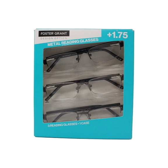Design Optics Foster Grant Lyden Semi-Rimless Rectangular +1.75 Reading Glasses