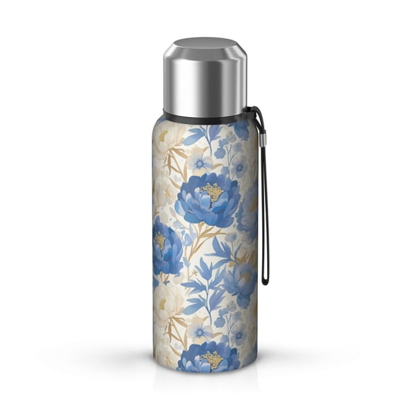 Design Pattern 20oz Stainless Steel Thermal Bottle with Tea Filter and Cup Lid, Vacuum Insulated Coffee Mug with 316L Inner Liner, Leakproof Travel Thermos for Office, Commute & Outdoor