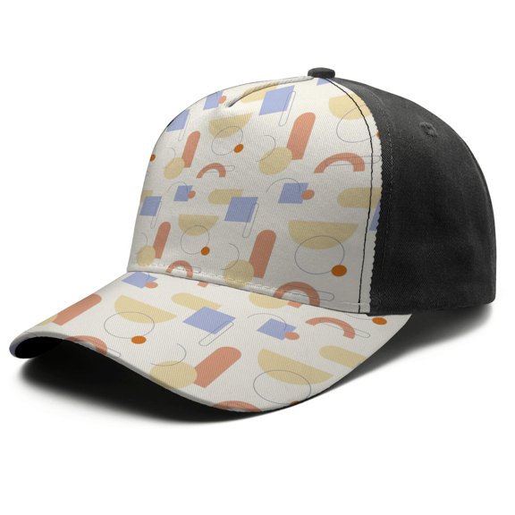 Design Pattern Baseball Cap – Stylish Spliced Design Adjustable Trucker Hat with Full Print Front & Brim, Breathable Cotton Blend Snapback for Sports, Travel & Daily Wear