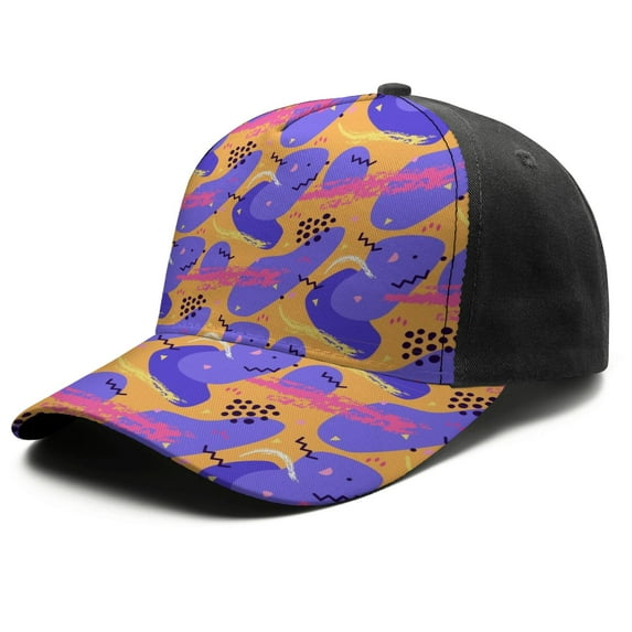 Design Pattern Baseball Cap – Stylish Spliced Design Adjustable Trucker Hat with Full Print Front & Brim, Breathable Cotton Blend Snapback for Sports, Travel & Daily Wear