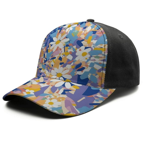 Design Pattern Baseball Cap – Stylish Spliced Design Adjustable Trucker Hat with Full Print Front & Brim, Breathable Cotton Blend Snapback for Sports, Travel & Daily Wear