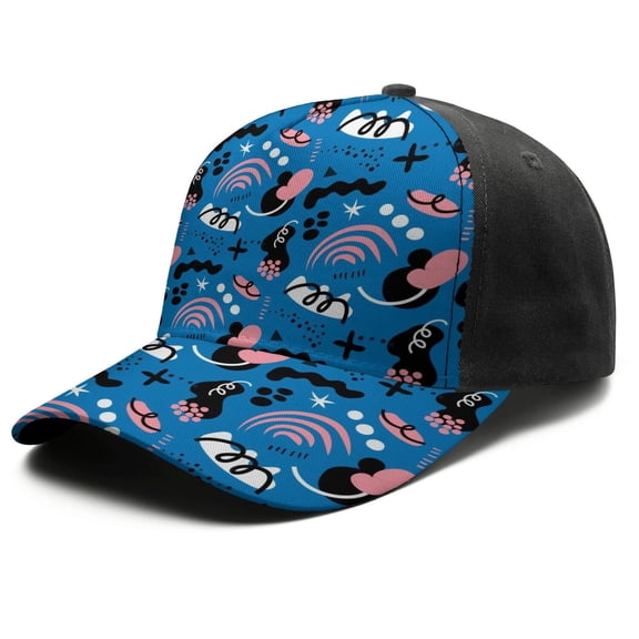 Design Pattern Baseball Cap – Stylish Spliced Design Adjustable Trucker Hat with Full Print Front & Brim, Breathable Cotton Blend Snapback for Sports, Travel & Daily Wear