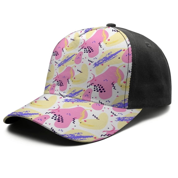 Design Pattern Baseball Cap – Stylish Spliced Design Adjustable Trucker Hat with Full Print Front & Brim, Breathable Cotton Blend Snapback for Sports, Travel & Daily Wear
