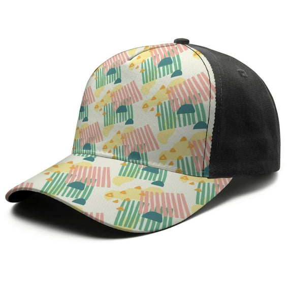 Design Pattern Baseball Cap – Stylish Spliced Design Adjustable Trucker Hat with Full Print Front & Brim, Breathable Cotton Blend Snapback for Sports, Travel & Daily Wear