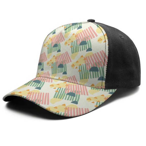 Design Pattern Baseball Cap – Stylish Spliced Design Adjustable Trucker Hat with Full Print Front & Brim, Breathable Cotton Blend Snapback for Sports, Travel & Daily Wear