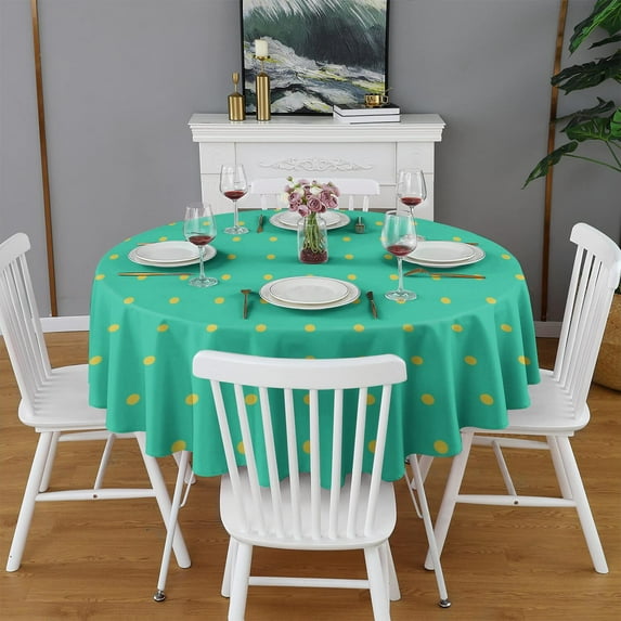 Design Pattern Round Tablecloth 60 Inch – Waterproof Polyester Table Cover with Full Print Design, Wrinkle Resistant & Washable for Kitchen Dining Party Decor
