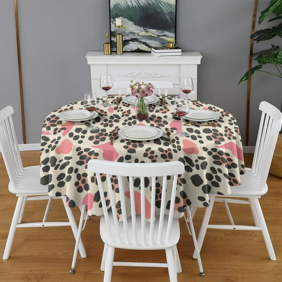 Design Pattern Round Tablecloth 60 Inch – Waterproof Polyester Table Cover with Full Print Design, Wrinkle Resistant & Washable for Kitchen Dining Party Decor