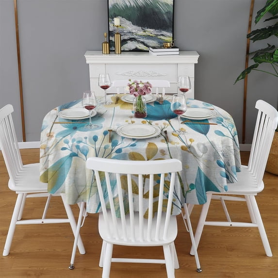 Design Pattern Round Tablecloth 60 Inch – Waterproof Polyester Table Cover with Full Print Design, Wrinkle Resistant & Washable for Kitchen Dining Party Decor