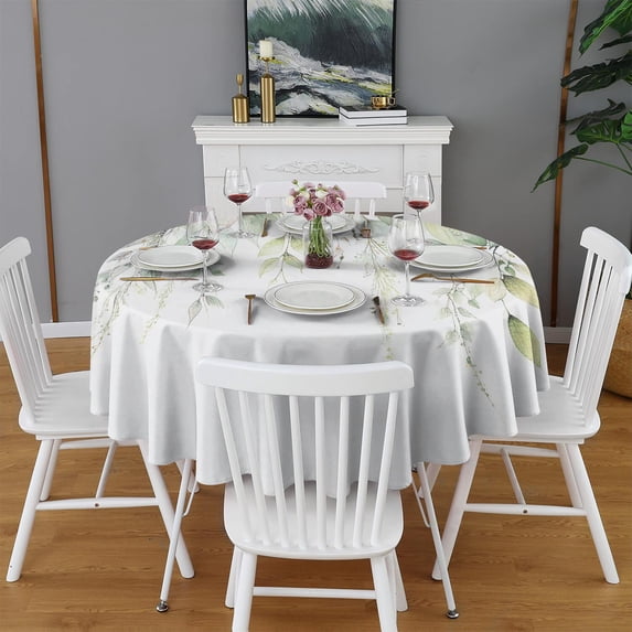 Design Pattern Round Tablecloth 60 Inch – Waterproof Polyester Table Cover with Full Print Design, Wrinkle Resistant & Washable for Kitchen Dining Party Decor