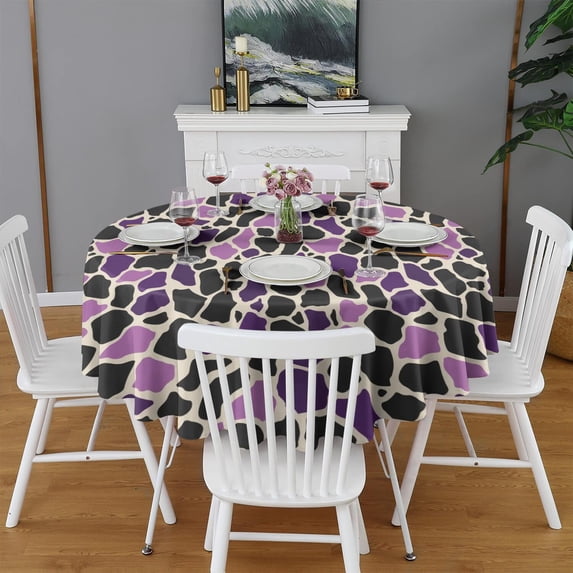 Design Pattern Round Tablecloth 60 Inch – Waterproof Polyester Table Cover with Full Print Design, Wrinkle Resistant & Washable for Kitchen Dining Party Decor