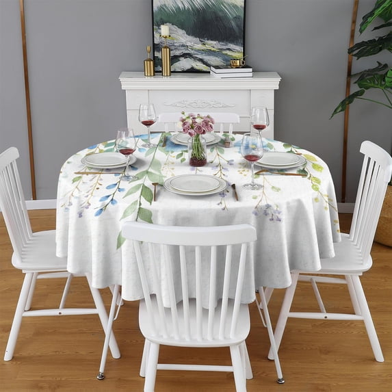 Design Pattern Round Tablecloth 60 Inch – Waterproof Polyester Table Cover with Full Print Design, Wrinkle Resistant & Washable for Kitchen Dining Party Decor