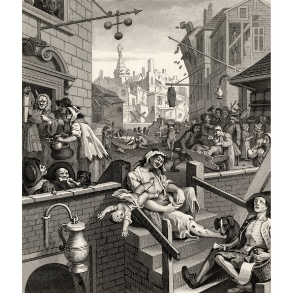 Design Pics DPI1861968 Beer Street & Gin Lane Gin Lane From The Original Design by Hogarth From The Works of Hogarth Published London 1833 Poster Print, 13 x 15