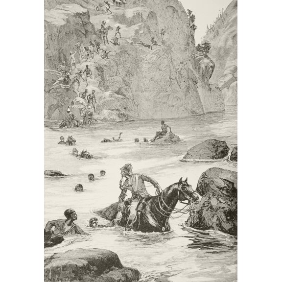 Design Pics DPI1872908LARGE 24 x 34 in. British Soldiers Fleeing & Being Pursued by Zulu Warriors , Large