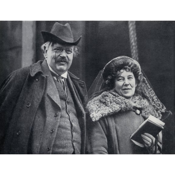 Design Pics G. K. Chesterton 1874 - 1936 English Author with His Wife Frances Blogg From The Chestertons by Mrs. Cecil Chesterton Published London 1941 Poster Print, 32 x 24 - Large