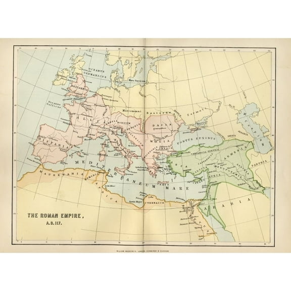 Design Pics DPI1861899LARGE Map of The Roman Empire in Ad 117 From The National Encyclopaedia Published by William Mackenzie London Late 19th Century Poster Print, 34 x 24 - Large