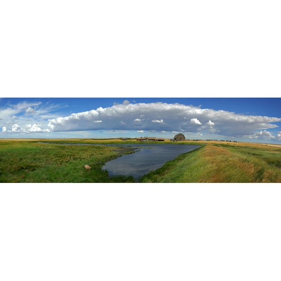 Panoramic Of Old Abandoned Farmstead, Near Climax, Saskatchewan Poster Print (36 x 12)