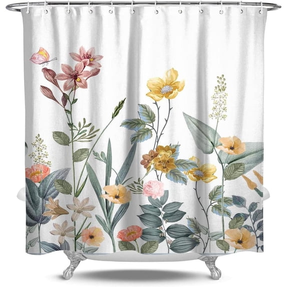 Design Polyester Fabric Shower Curtain with Hooks Water Resistant Bathroom Decoration Cozy Decor
