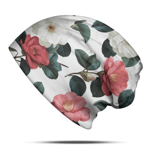 Design Printed Beanie Hat – Soft Stretchy Polyester Winter Cap, Warm Slouchy Style for Everyday Wear & Outdoor Activities