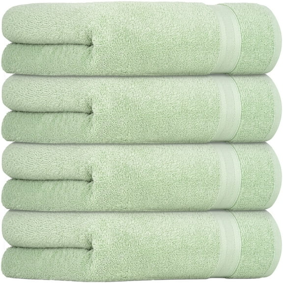All Design Quick-Dry 4 Pieces Green Hand Towels - Highly Absorbent 100% Turkish Cotton - Perfect Lightweight Towel for Bathroom, Kitchen, Guests, Gym, Travel, Airbnb, College Dorm, Shower