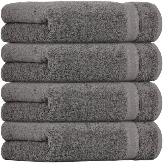 All Design Quick-Dry 4 Pieces Grey Hand Towels - Highly Absorbent 100% Turkish Cotton - Perfect Towel for Bathroom, Kitchen, Guests, Pool, Gym, Camp, Airbnb