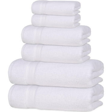 All Design Quick-Dry, Soft & High Absorbent Bath Towels Cotton Turkish Bath Towel Set of 6 | Daily Use 100% Cotton Towels for Bathroom, Airbnb, Gym & More | Bathroom Towels Set (6 Pcs, White)