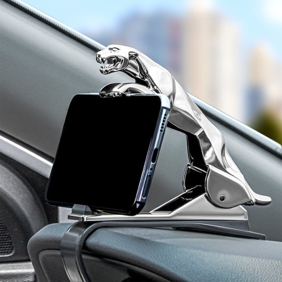 Design Rotatable Adjustable Car Phone Holder, Aluminum Alloy Mobile Bracket for Dashboard or Air Vent, Universal Navigation Stand for Smartphones, Silver