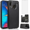thumbnail image 1 of Design for Samsung Galaxy A20/A30/M10S Case with Tempered Glass Screen Protector Credit Card Holder Slot, PU Leather Wallet Phone Cases Stand Kickstand Protective Cover for Glaxay A 20 Men Black, 1 of 6