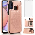 thumbnail image 1 of Design for Samsung Galaxy A20S Case with Tempered Glass Screen Protector Credit Card Holder Slot, PU Leather Wallet Phone Cases Kickstand Protective Cover for Galaxy A 20S A20 Women Rose Gold, 1 of 12