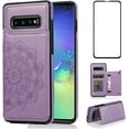 thumbnail image 1 of Design for Samsung Galaxy S10 Wallet Case,PU Leather Phone Cases with Screen Protector Card Holder,Stand Shockproof Flip Protective Cover for S 10 10S GS10 Girls Women 6.1 inch Purple, 1 of 6