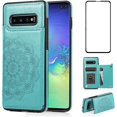 thumbnail image 1 of Design for Samsung Galaxy S10 Wallet Case,PU Leather Phone Cases with Screen Protector Card Holder,Stand Shockproof Flip Protective Cover for S 10 10S GS10 Women Men Girls 6.1 inch Green, 1 of 14