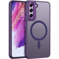 thumbnail image 1 of Design for Samsung Galaxy S21 FE Case Magnetic[Compatible with Magsafe], Translucent Matte Back Full Protective Shockproof Cover Anti-Scratch Phone Case for Galaxy S21 FE 5G, Deep Purple, 1 of 8