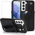 thumbnail image 1 of Design for Samsung Galaxy S22 5G Phone Case with Screen Protector Adjustable Wrist Strap Kickstand Credit Card Slot Slim Shockproof Hybrid Rugged Protective Cover for Women Men Girls 6.1 inch Black, 1 of 14