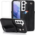 thumbnail image 1 of Design for Samsung Galaxy S22 Plus 5G Phone Case with Screen Protector Adjustable Wrist Strap Kickstand Credit Card Slot Slim Shockproof Hybrid Rugged Protective Cover for Women Men 6.6 inch Black, 1 of 14