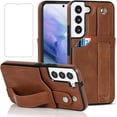 thumbnail image 1 of Design for Samsung Galaxy S22 Plus/S22+ Phone Case with Screen Protector Adjustable Wrist Strap Kickstand Credit Card Slot Shockproof Hybrid Rugged Protective Cover for Women Men 6.6 inch Brown, 1 of 14
