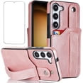 thumbnail image 1 of Design for Samsung Galaxy S23 5G Phone Case with Screen Protector Adjustable Wrist Strap Kickstand Credit Card Slot Slim Shockproof Hybrid Rugged Protective Cover for Women Men 6.1 inch Rose gold, 1 of 14