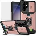 thumbnail image 1 of Design for Samsung Galaxy S23 Ultra 5G Phone Case with Screen Protector Card Holder Stand Kickstand Heavy Duty Slim Shockproof Hybrid Rugged Drop Protective Cover for Women 6.8" Rose Gold, 1 of 6