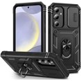thumbnail image 1 of Design for Samsung Galaxy S24 Plus Phone Case with Camera Lens Ring Holder Kickstand Heavy Duty Rugged Shockproof Military Grade Bumper Protective Cover for Women Men Girls 6.7 inch Black, 1 of 9