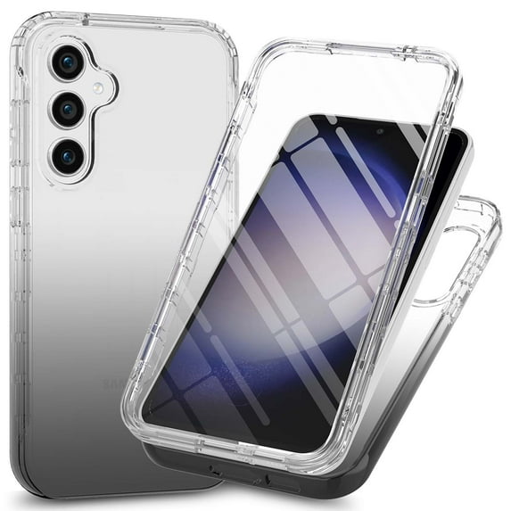 Design for Samsung Galaxy S25 2-in-1 Case, With Built-in Screen Protector Transparent Slim Back Cover Shockproof Rugged Heavy Duty Bumper Full Protective Phone Case Cover,Black