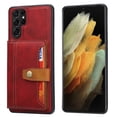 thumbnail image 1 of Design for Samsung Galaxy S25 Plus Case Luxury Faux Leather Case Magnetic Buckle Wallet Stand Function Card Case, Slim Fit Design, Retro Business Style Phone Case for Samsung Galaxy S25 Plus - Red, 1 of 5
