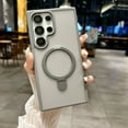 thumbnail image 1 of Design for Samsung Galaxy S25 Ultra Case, Translucent with Stand [Camera Lens Protector] [Compatible with MagSafe] Anti-Scratch Non-Yellowing Slim Magnetic Ring Holder Case for S25 Ultra, Gray, 1 of 6